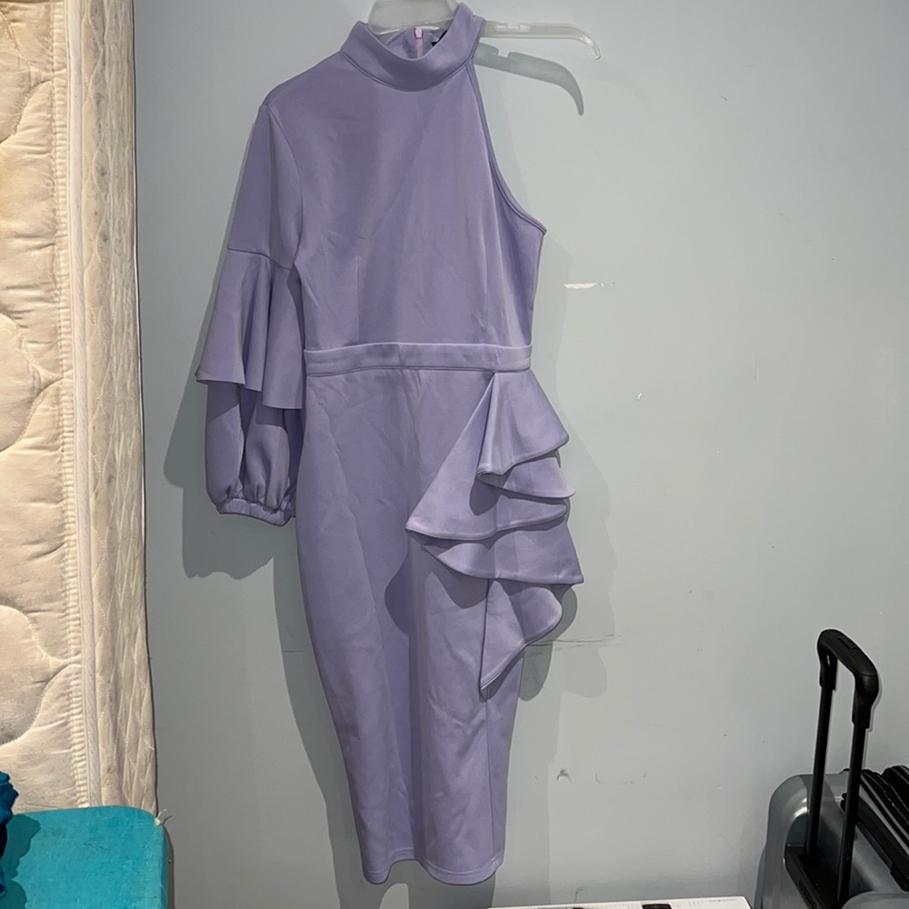Shein purple one handed midi dress. US 4.